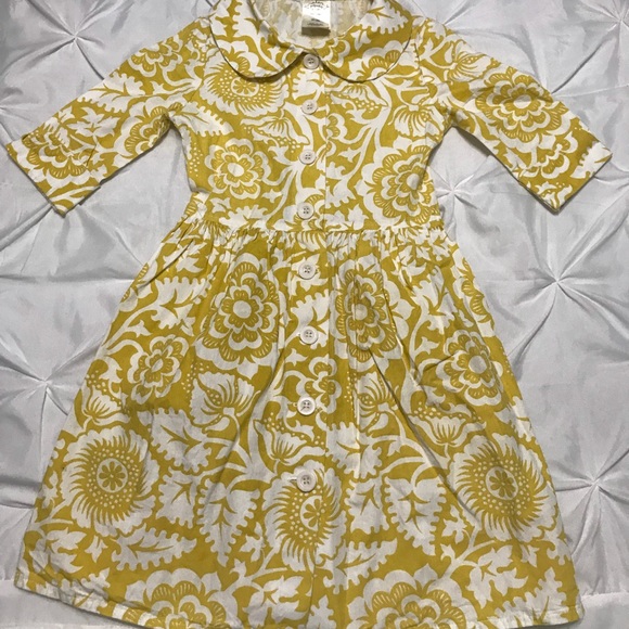 Persnickety Other - White dress with mustard yellow floral design